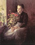 Lord, Caroline A. Woman with Geraniums oil painting on canvas